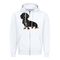 White Dachshund Dog Illustrations Zipper Hoodie - LillyAllenDesigns