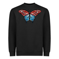Black Patriotic American Flag Butterfly 4th of July Heavyweight Sweatshirt - LillyAllenDesigns