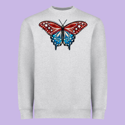 Patriotic American Flag Butterfly 4th Of July Heavyweight Sweatshirt Designed By Lillyallendesigns