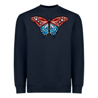 Navy Patriotic American Flag Butterfly 4th of July Heavyweight Sweatshirt - LillyAllenDesigns