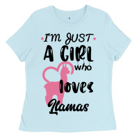 Baby Blue Just A Girl Who Loves Llamas I Love Llamas Ladies Tee - Bettercallsaul