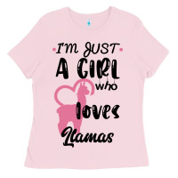 Bubblegum Pink Just A Girl Who Loves Llamas I Love Llamas Ladies Tee - Bettercallsaul