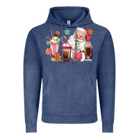 Vintage Denim pink santa christmas santa coffe cups Vintage Hoodie - CowGirlArtShop