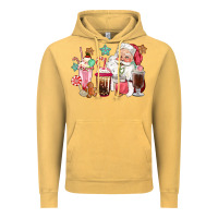 Vintage Mustard pink santa christmas santa coffe cups Vintage Hoodie - CowGirlArtShop
