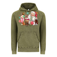 Vintage Olive pink santa christmas santa coffe cups Vintage Hoodie - CowGirlArtShop