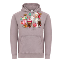Pink Santa Christmas Santa Coffe Cups Vintage Hoodie | Teevron
