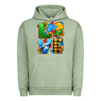 Pigment Oil Green love with heart sunflower Urban Hoodie - AdoDesignShop