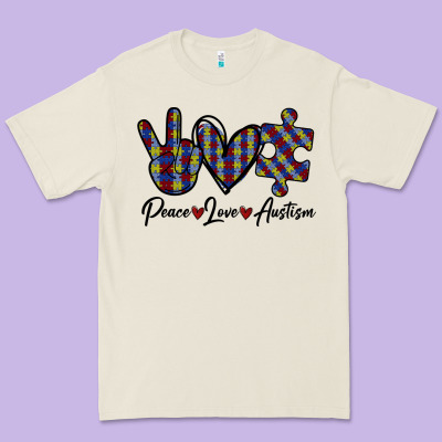 Peace Love Autism Premium Tee Designed By Bettercallsaul