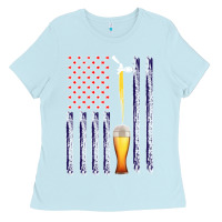 Baby Blue American Flag Beer Ladies Tee - Bettercallsaul