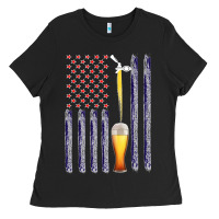 Black American Flag Beer Ladies Tee - Bettercallsaul