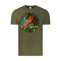 Vintage Olive Western Horse Christmas Vintage Tee - RanaPortraitStore