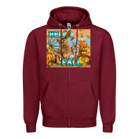 Burgundy Hello Fall Rabbit Zipper Hoodie - LillyAllenDesigns