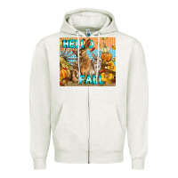 Oatmeal Heather Hello Fall Rabbit Zipper Hoodie - LillyAllenDesigns