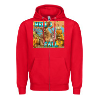 Red Hello Fall Rabbit Zipper Hoodie - LillyAllenDesigns