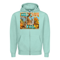 Seafoam Hello Fall Rabbit Zipper Hoodie - LillyAllenDesigns