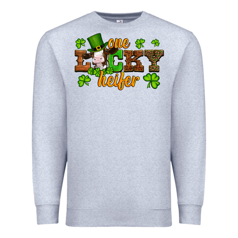 St Patricks One Lucky Heifer Baby Cow Premium Sweatshirt by Artiststas | Teevron