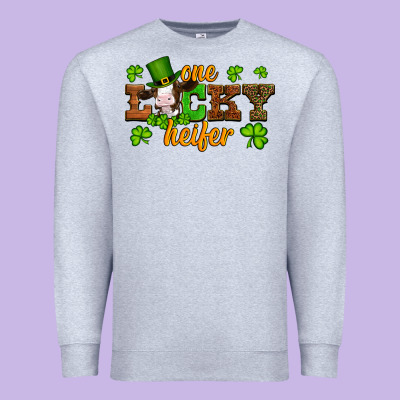 St Patricks One Lucky Heifer Baby Cow Premium Sweatshirt Designed By Artiststas