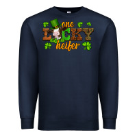 Navy st patricks one lucky heifer baby cow Premium Sweatshirt - Artiststas