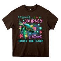 Chocolate Brown everyone's journey is different trust the flow Heavy Core Tee - Artiststas