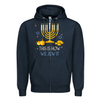 Navy this is how we jew it funny jewish ugly hanukkah christmas Zipper Hoodie - minhPixels