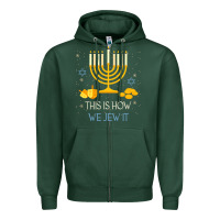 Sports Green this is how we jew it funny jewish ugly hanukkah christmas Zipper Hoodie - minhPixels