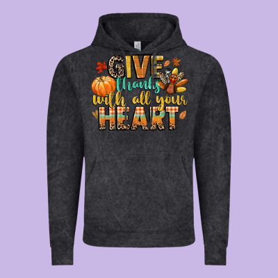 Give Thanks With All Your Heart Vintage Hoodie Designed By Cowgirlartshop