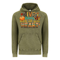 Vintage Olive give thanks with all your heart Vintage Hoodie - CowGirlArtShop