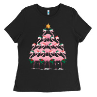Christmas Tree Flamingo Ladies Tee | Teevron