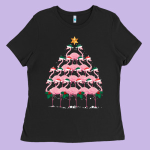 Christmas Tree Flamingo Ladies Tee Designed By Bettercallsaul