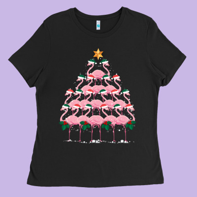 Christmas Tree Flamingo Ladies Tee Designed By Bettercallsaul
