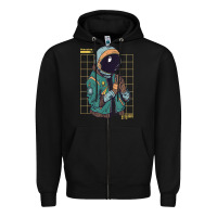 Black astronaut space travel retro aesthetic streetwear t shirt Zipper Hoodie - minhPixels
