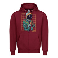 Burgundy astronaut space travel retro aesthetic streetwear t shirt Zipper Hoodie - minhPixels