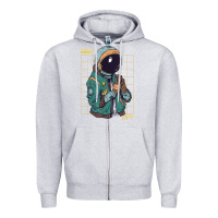 Heather Grey astronaut space travel retro aesthetic streetwear t shirt Zipper Hoodie - minhPixels