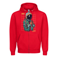 Red astronaut space travel retro aesthetic streetwear t shirt Zipper Hoodie - minhPixels
