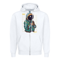 White astronaut space travel retro aesthetic streetwear t shirt Zipper Hoodie - minhPixels