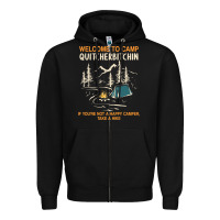 Black welcome to camp quitcherbitchin camping camp quitcherbitchin Zipper Hoodie - minhPixels