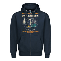 Navy welcome to camp quitcherbitchin camping camp quitcherbitchin Zipper Hoodie - minhPixels