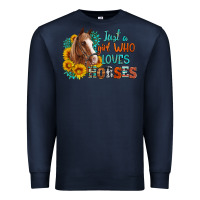 Navy just a girl who loves horses Premium Sweatshirt - Artiststas