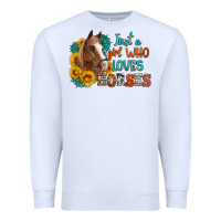 White just a girl who loves horses Premium Sweatshirt - Artiststas