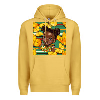 Antique Gold juneteenth afro girl seamless pattern Premium Hoodie - BundleAndBundleShop
