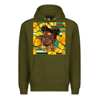 Army Green juneteenth afro girl seamless pattern Premium Hoodie - BundleAndBundleShop