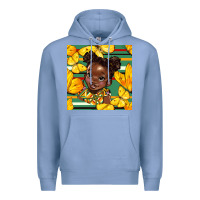Colony Blue juneteenth afro girl seamless pattern Premium Hoodie - BundleAndBundleShop