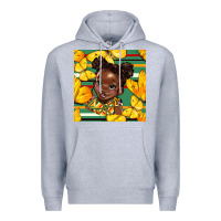 Heather Grey juneteenth afro girl seamless pattern Premium Hoodie - BundleAndBundleShop