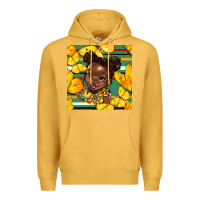 Mustard juneteenth afro girl seamless pattern Premium Hoodie - BundleAndBundleShop