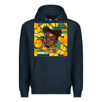 Navy juneteenth afro girl seamless pattern Premium Hoodie - BundleAndBundleShop