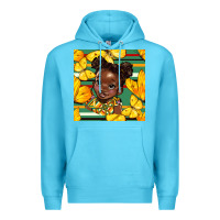 Ocean Blue juneteenth afro girl seamless pattern Premium Hoodie - BundleAndBundleShop
