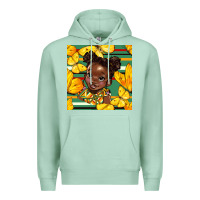 Seafoam juneteenth afro girl seamless pattern Premium Hoodie - BundleAndBundleShop
