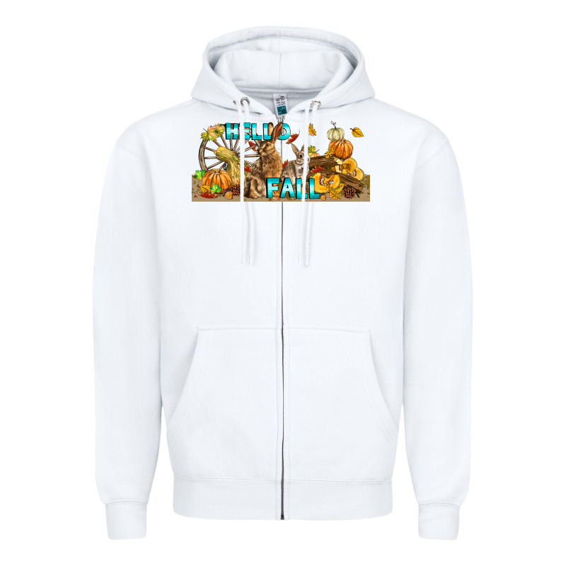 Hello Fall Rabbit Zipper Hoodie by LillyAllenDesigns | Teevron