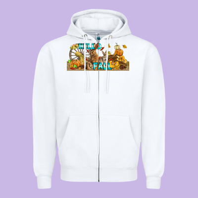 Hello Fall Rabbit Zipper Hoodie Designed By Lillyallendesigns