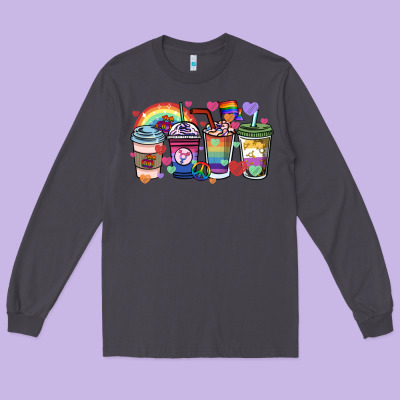 Lgbtq Coffee Cups Long Sleeve Tee Designed By Howdyjamesfarm